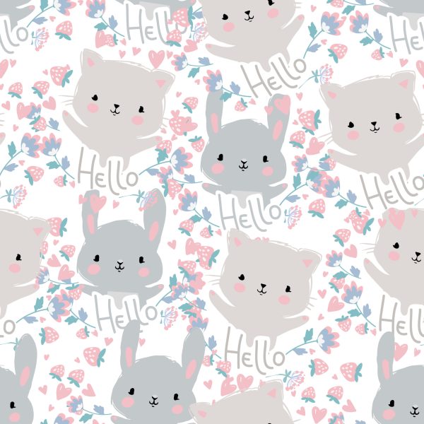 Behang Voor Kinderen - Kleine Kittens En Bloemen - Afbeelding 2