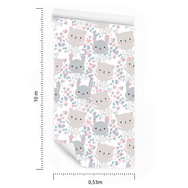 Behang Voor Kinderen - Kleine Kittens En Bloemen - Afbeelding 8