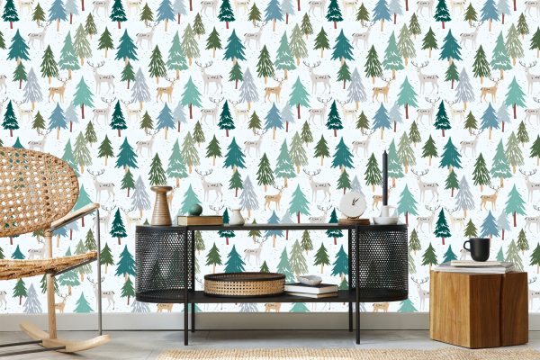 Behang Bomen, Groen, Dieren, Bos! - Afbeelding 5