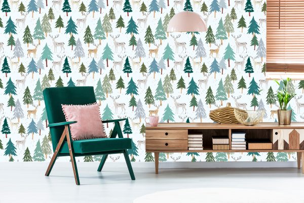 Behang Bomen, Groen, Dieren, Bos! - Afbeelding 6