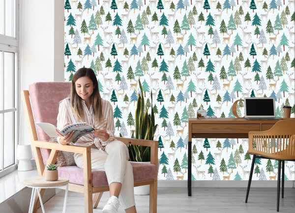 Behang Bomen, Groen, Dieren, Bos! - Afbeelding 7