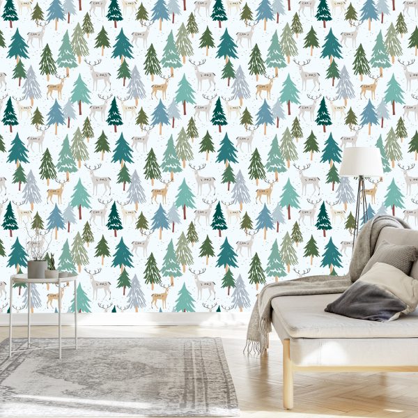Behang Bomen, Groen, Dieren, Bos! - Afbeelding 3