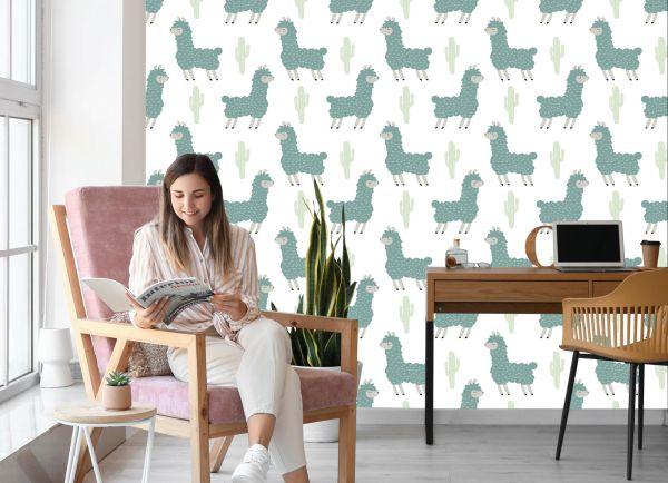 Behang Lama Cactussen Natuur Kinderkamer - Afbeelding 7