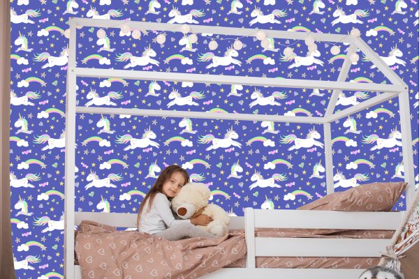 Behang Voor Kinderen - Eenhoorns, Wolken En Regenbogen - Afbeelding 7
