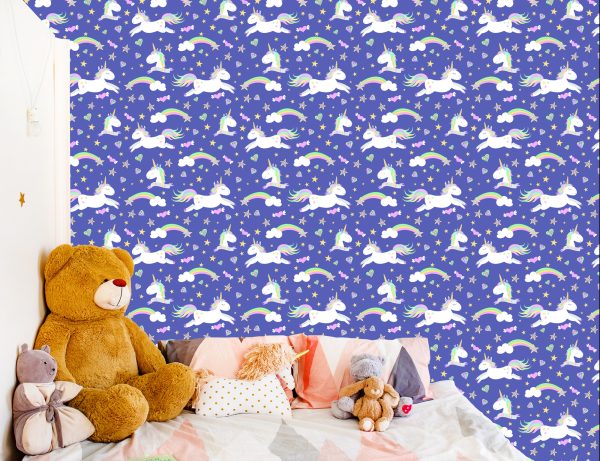 Behang Voor Kinderen - Eenhoorns, Wolken En Regenbogen - Afbeelding 6
