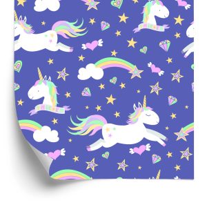 Behang Voor Kinderen - Eenhoorns, Wolken En Regenbogen