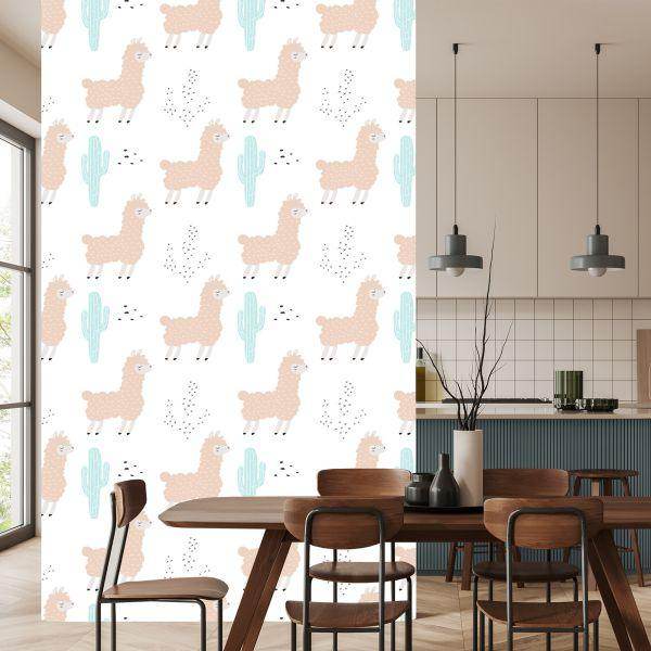 Behang Natuur Kinderkamer Met Lamami - Afbeelding 4