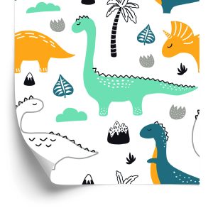 Behang Top Met Dinosaurussenbladeren Voor De Jongenskamer