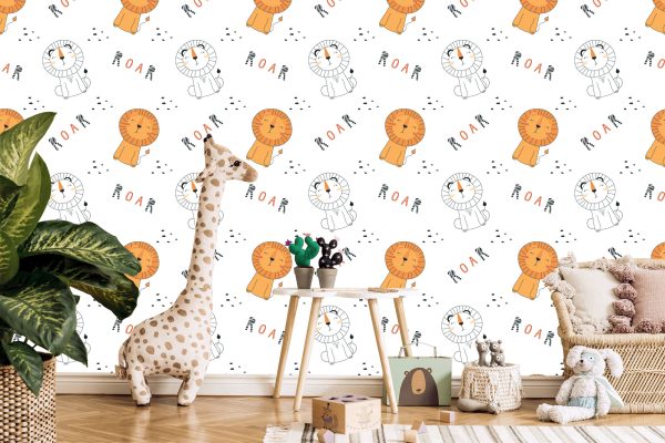Behang Pastel Lions Huisdieren Jongenskamer - Afbeelding 5