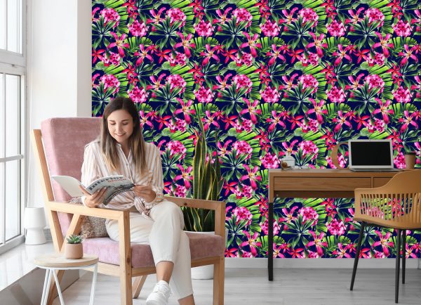 Behang Exotische Bloemen Bladeren - Afbeelding 7