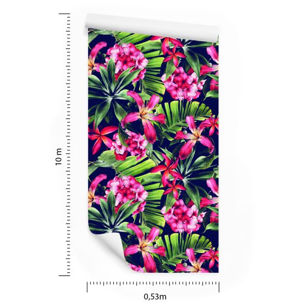Behang Exotische Bloemen Bladeren - Afbeelding 8