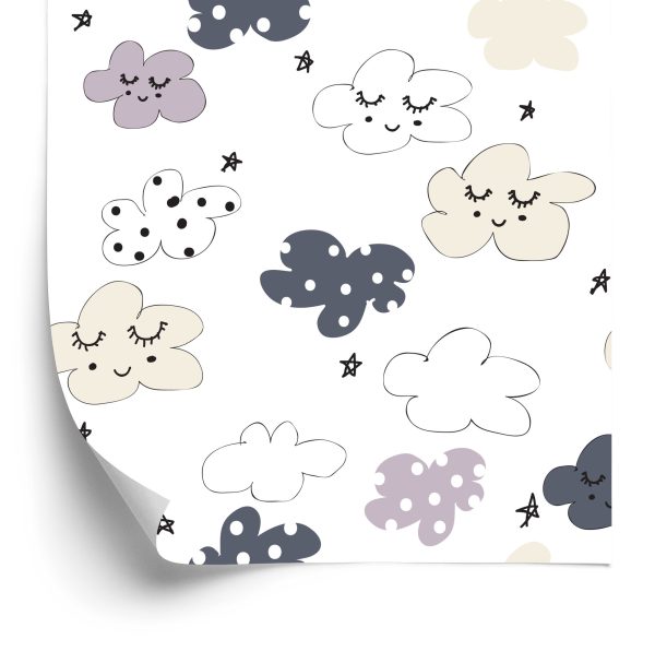 Behang Voor Kinderen - Sterren En Wolken