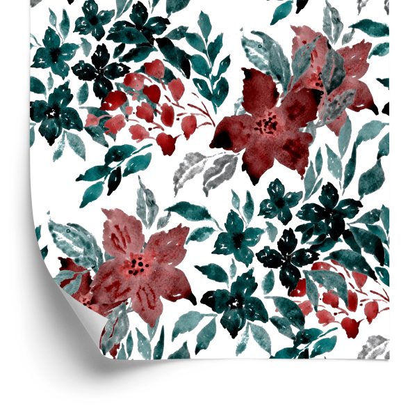 Behang Prachtige Bloemen Geschilderd Met Waterverf
