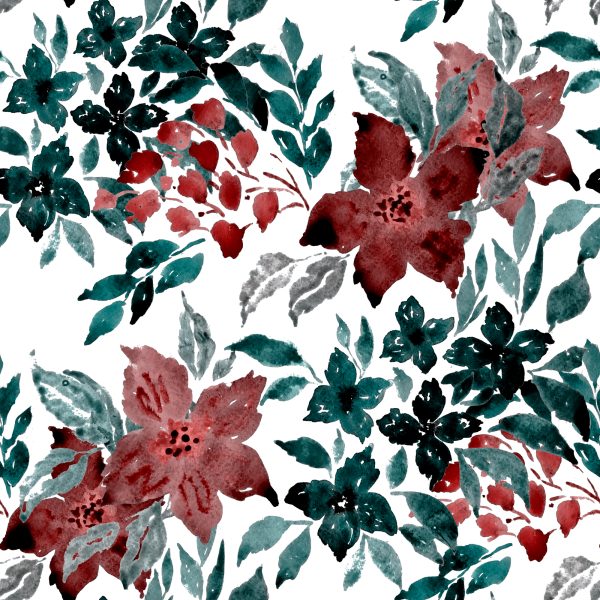 Behang Prachtige Bloemen Geschilderd Met Waterverf - Afbeelding 2