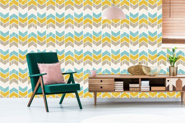 Behang Kleurrijke Retro Geometrische Patronen - Afbeelding 6