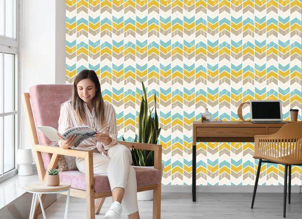 Behang Kleurrijke Retro Geometrische Patronen - Afbeelding 7