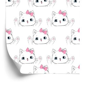 Behang Voor Kinderen - Happy Cats With A Bow