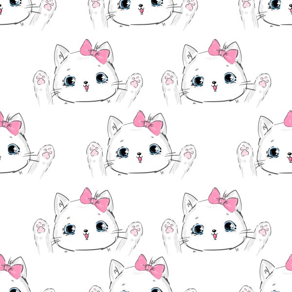 Behang Voor Kinderen - Happy Cats With A Bow - Afbeelding 2
