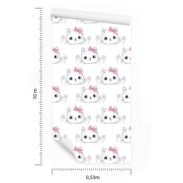 Behang Voor Kinderen - Happy Cats With A Bow - Afbeelding 8