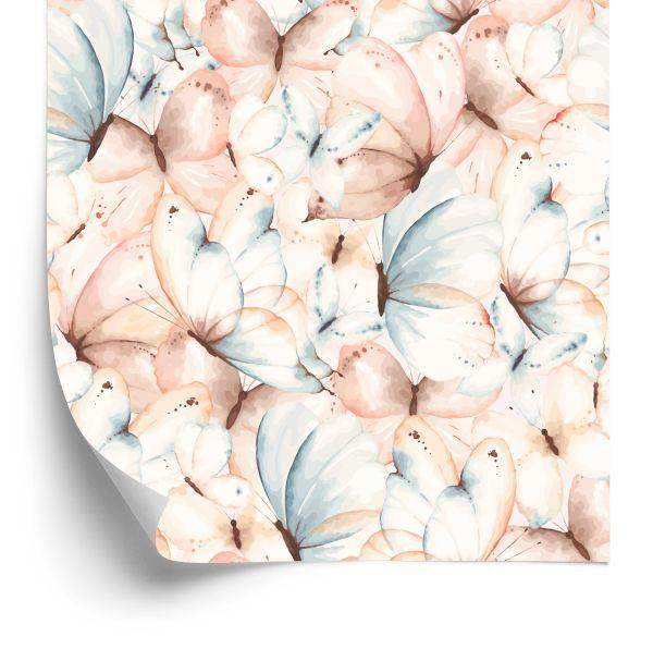Behang Muur Pastel Vlinders Kinderkamer