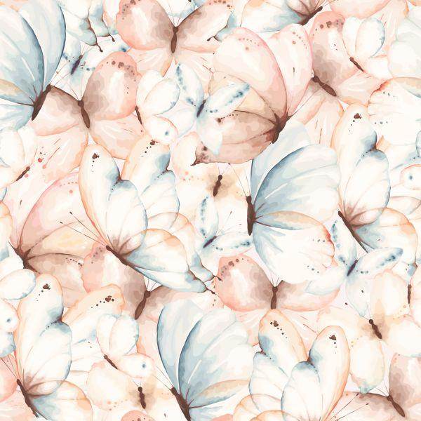 Behang Muur Pastel Vlinders Kinderkamer - Afbeelding 2