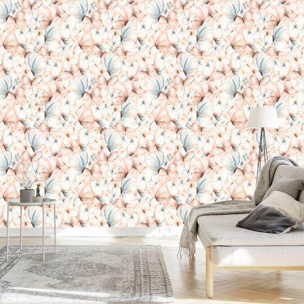 Behang Muur Pastel Vlinders Kinderkamer - Afbeelding 3