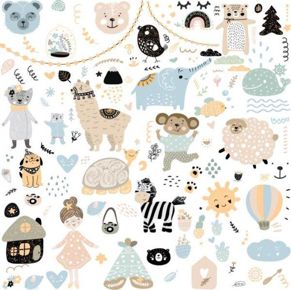 Behang Dieren In Scandinavische Stijl Voor Kinderen - Afbeelding 2