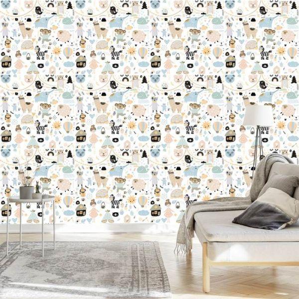 Behang Dieren In Scandinavische Stijl Voor Kinderen - Afbeelding 3