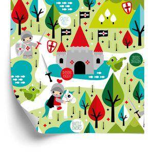 Behang Een Sprookje Voor Kinderen, Ridders, Draken, Bomen