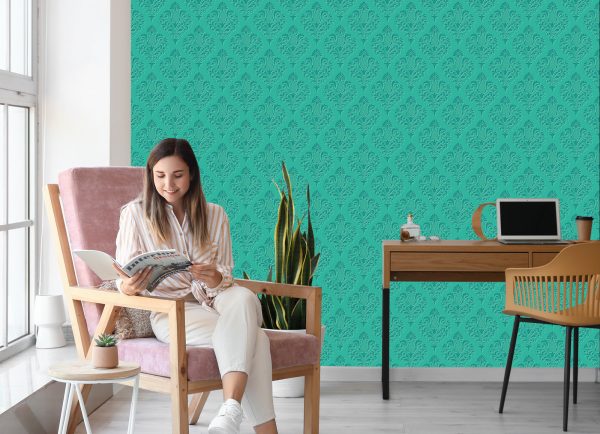 Behang Turkoois Ornamenten - 3D-Effect - Afbeelding 7