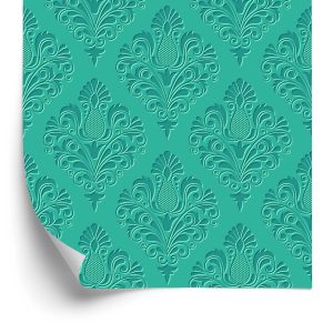 Behang Turkoois Ornamenten - 3D-Effect