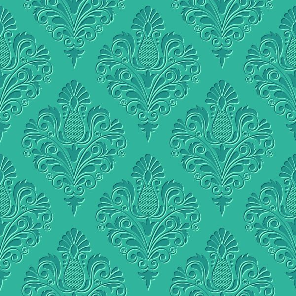 Behang Turkoois Ornamenten - 3D-Effect - Afbeelding 2