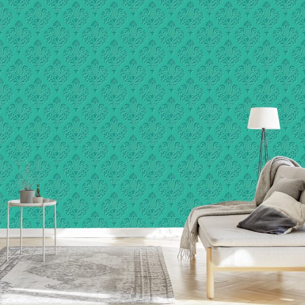 Behang Turkoois Ornamenten - 3D-Effect - Afbeelding 3