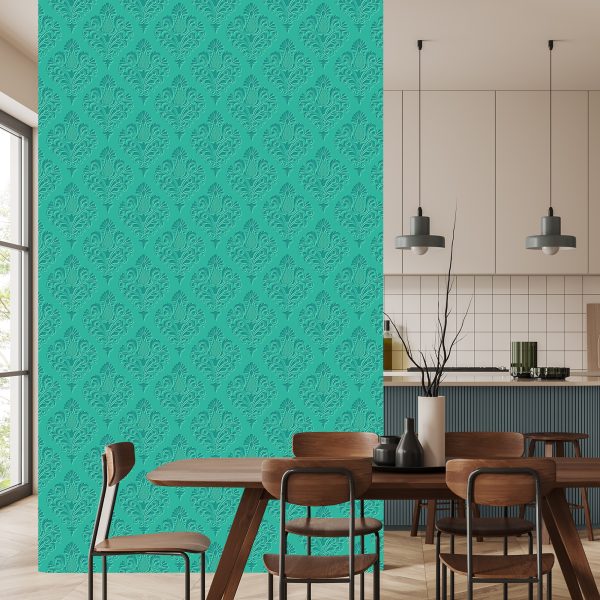 Behang Turkoois Ornamenten - 3D-Effect - Afbeelding 4