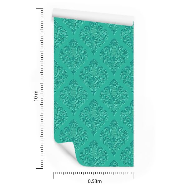 Behang Turkoois Ornamenten - 3D-Effect - Afbeelding 8