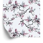 Behang Aquarel Magnolia Bloemen