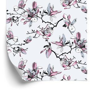 Behang Aquarel Magnolia Bloemen
