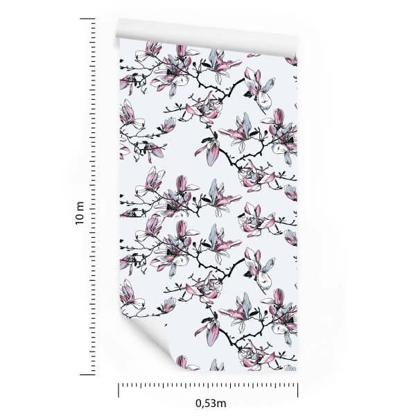 Behang Aquarel Magnolia Bloemen - Afbeelding 8