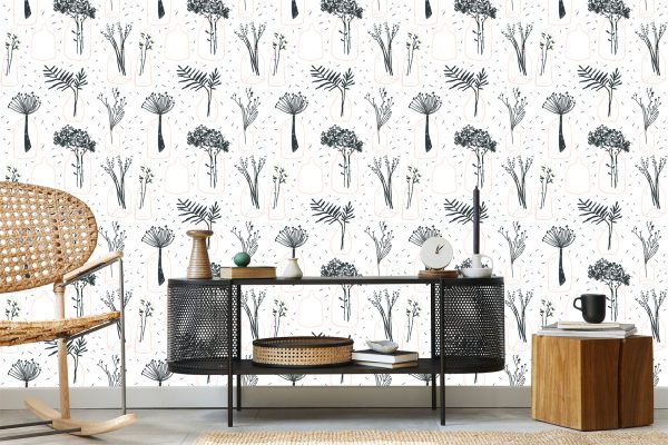 Behang Voor Het Kantoor Van Planten, Bloemen, Scandinavische Stijl - Afbeelding 5