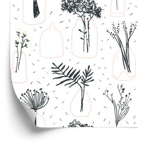 Behang Voor Het Kantoor Van Planten, Bloemen, Scandinavische Stijl