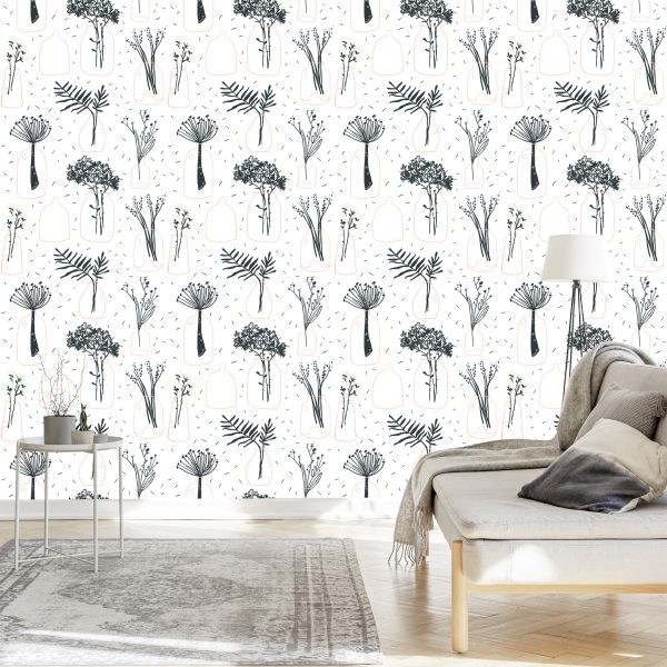 Behang Voor Het Kantoor Van Planten, Bloemen, Scandinavische Stijl - Afbeelding 3