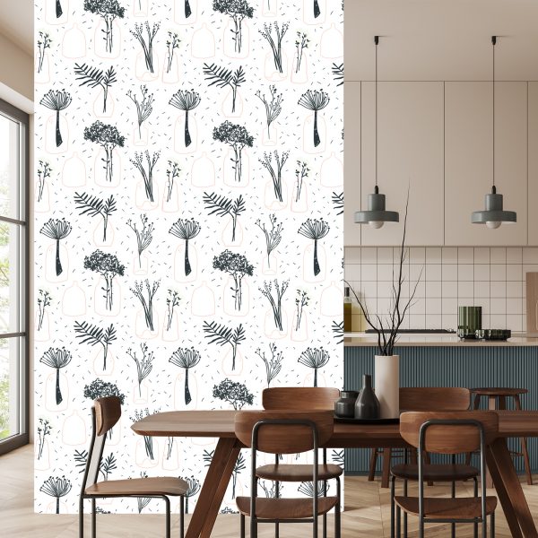 Behang Voor Het Kantoor Van Planten, Bloemen, Scandinavische Stijl - Afbeelding 4
