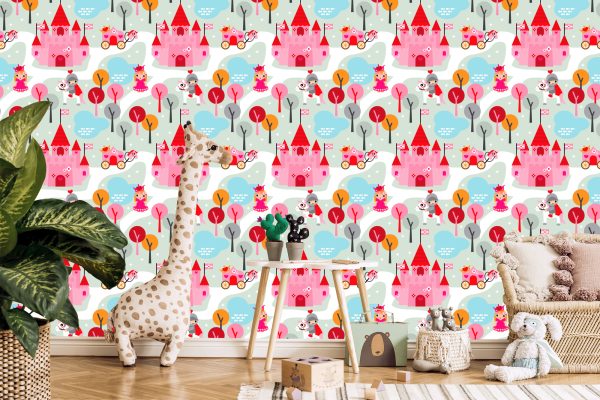 Behang Voor Kinderen. Prinses. Ridders. Kasteel. Paarden - Afbeelding 5