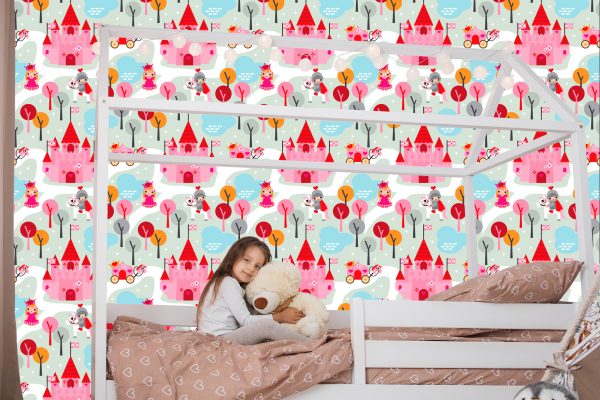 Behang Voor Kinderen. Prinses. Ridders. Kasteel. Paarden - Afbeelding 7
