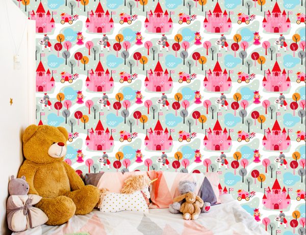 Behang Voor Kinderen. Prinses. Ridders. Kasteel. Paarden - Afbeelding 6