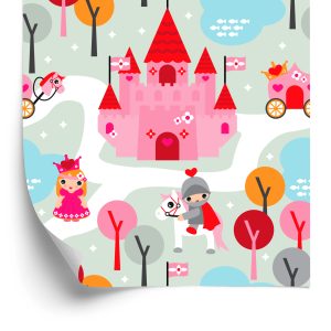 Behang Voor Kinderen. Prinses. Ridders. Kasteel. Paarden