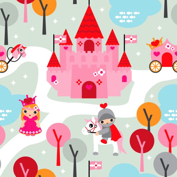 Behang Voor Kinderen. Prinses. Ridders. Kasteel. Paarden - Afbeelding 2
