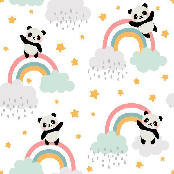 Behang Panda's Met Een Regenboog - Afbeelding 2