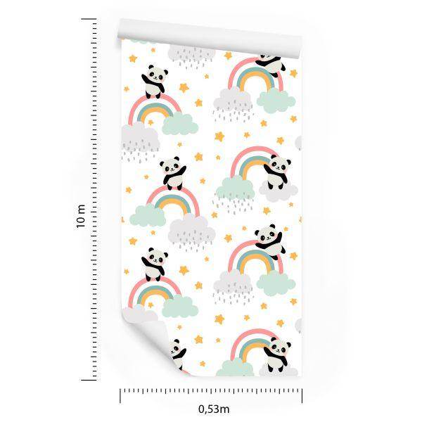 Behang Panda's Met Een Regenboog - Afbeelding 8