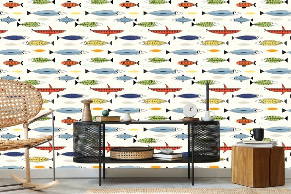 Behang Vis In Scandinavische Stijl Kinderkamer - Afbeelding 5